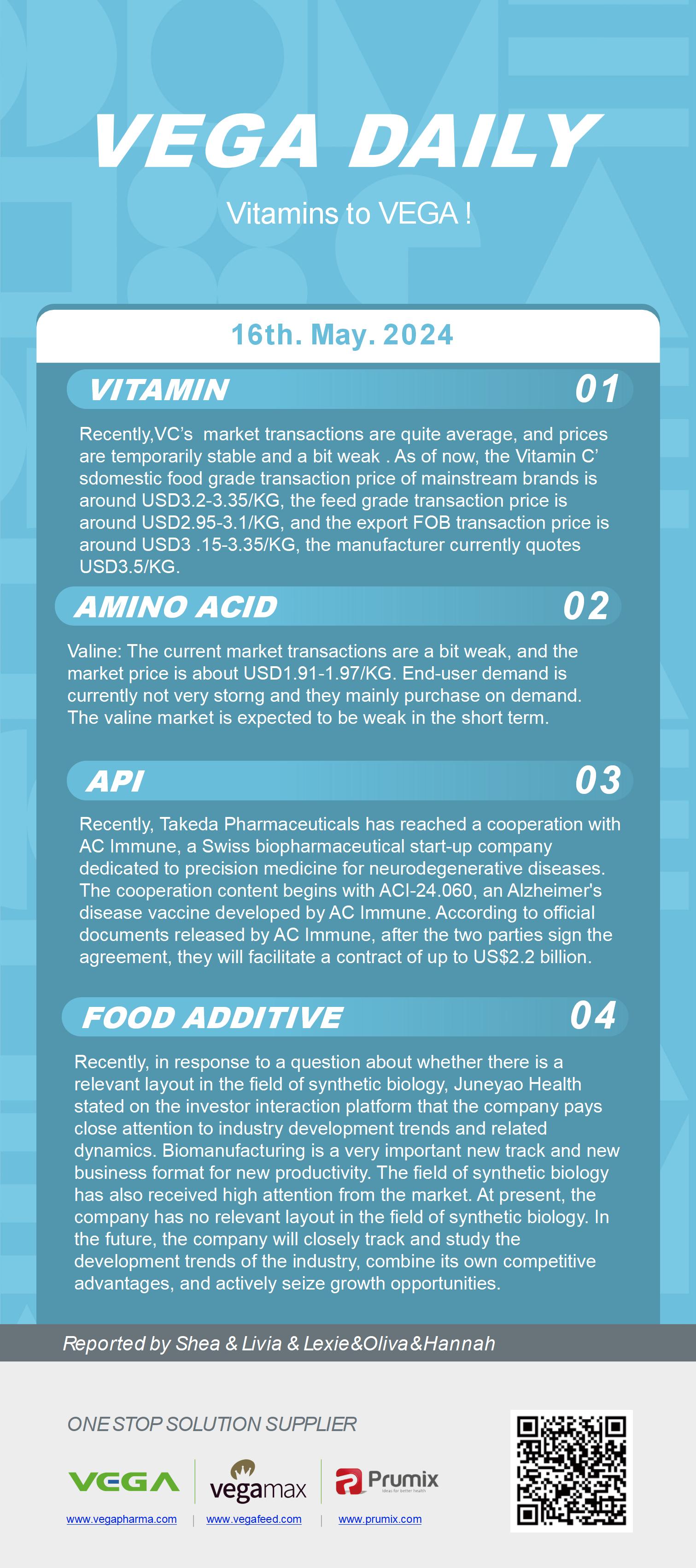 Vega Daily Dated on May 16th 2024 Vitamin Amino Acid APl Food Additives.jpg